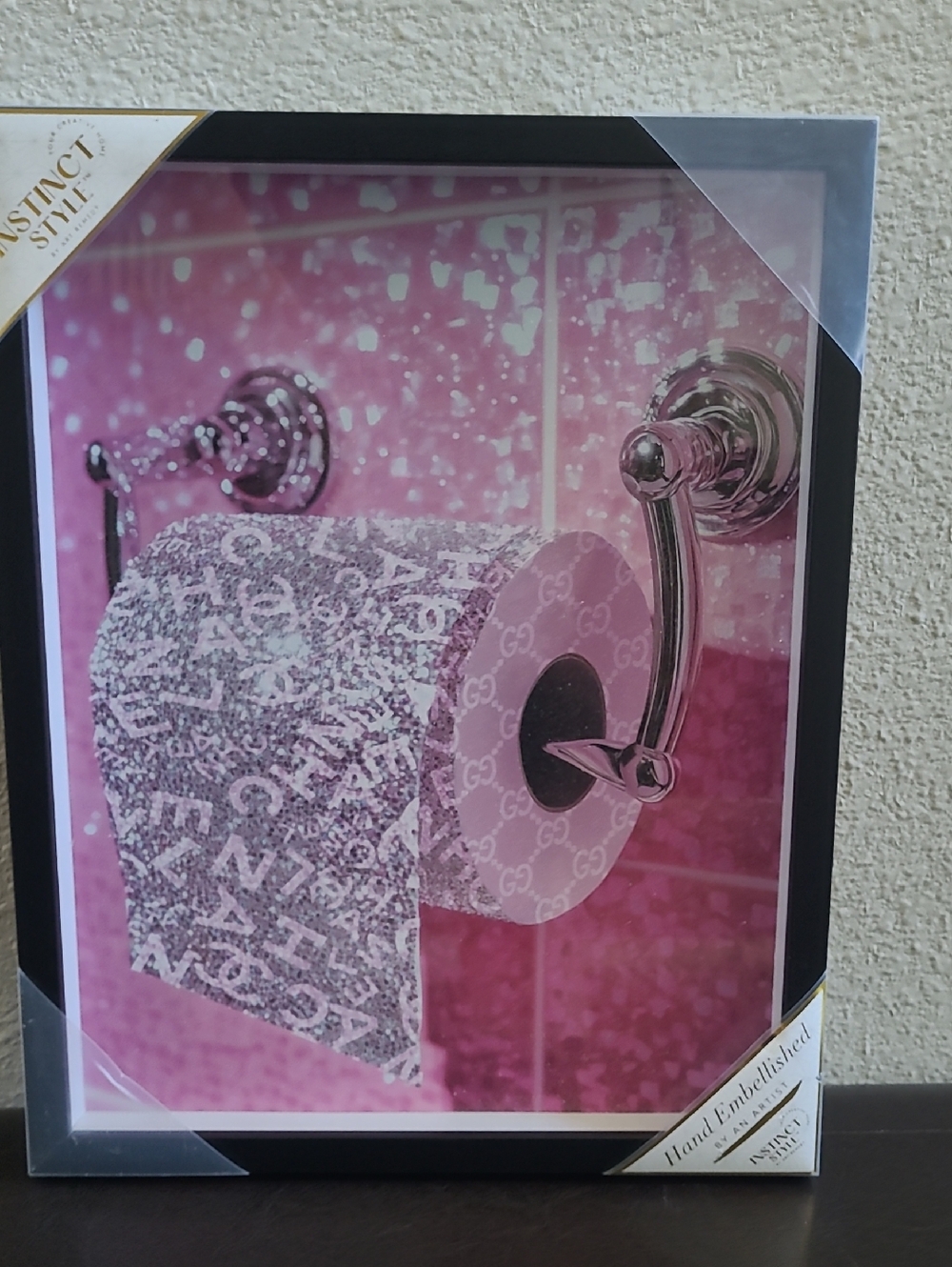 Hand-Embellished Pink Wall Art - 12x15